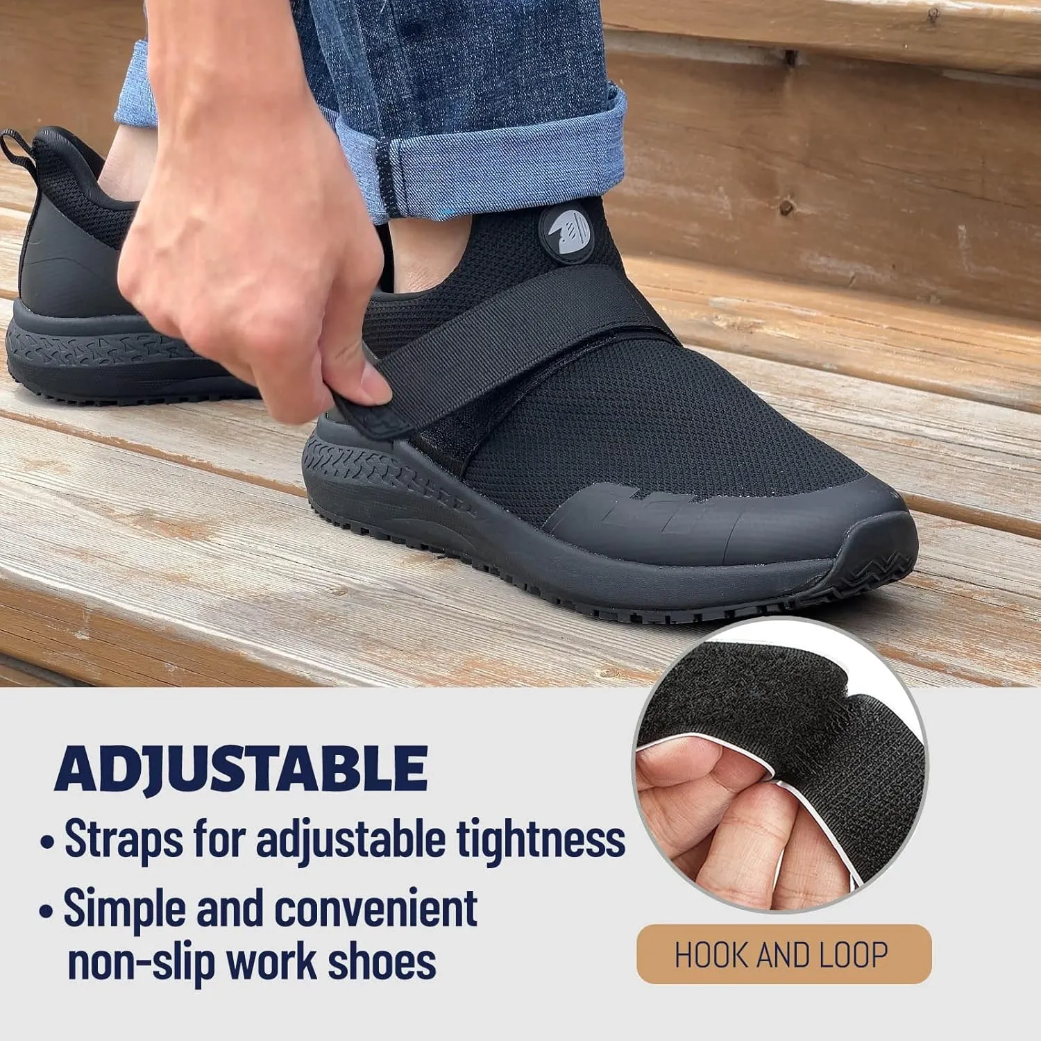 Non Slip Shoes for Men, Food Service Slip Resistant Work Shoes in Restaurant Kitchen Hospital, Breathable Lightweight Sneakers - Zapatos Antideslizantes para Hombres Medium or Wide Size 6-13