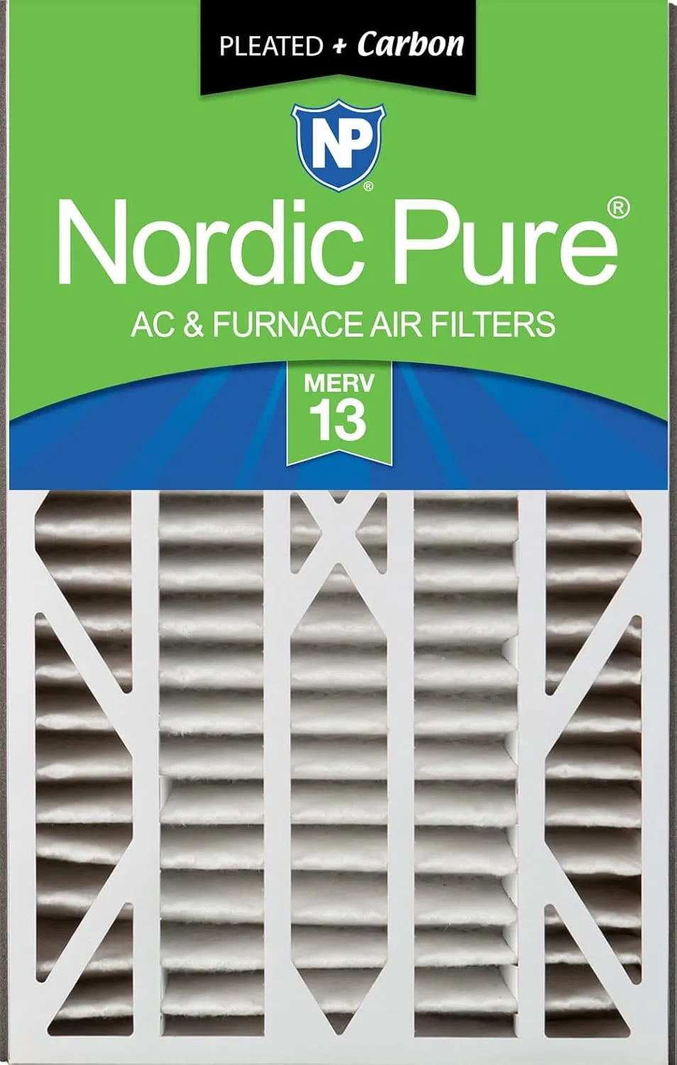Nordic Pure 16x25x3 (15 13/16 x 24 5/16 x 3) MERV 13 Plus Carbon Trion Air Bear Cub Replacement Air Filter 1 Pack