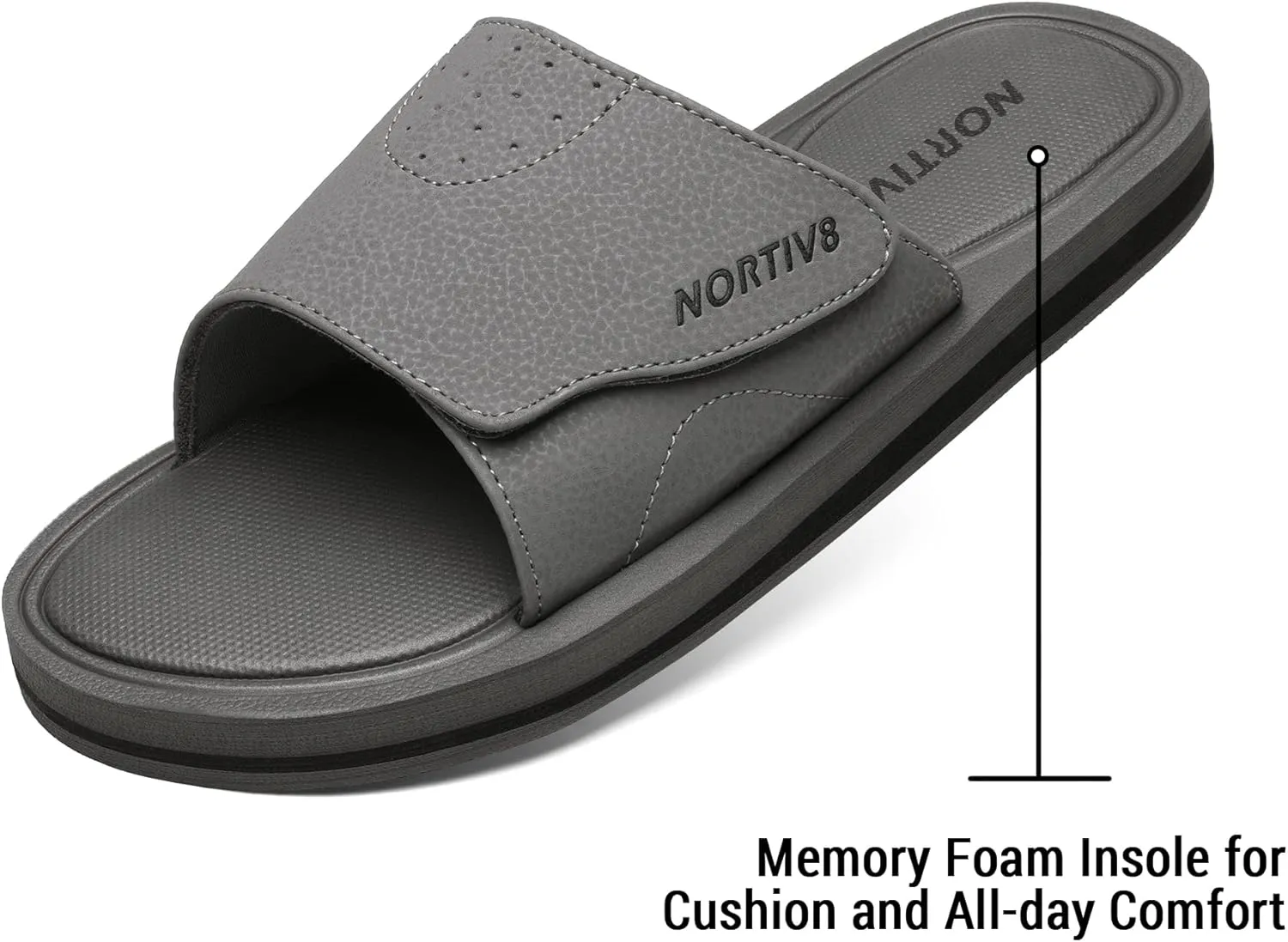 NORTIV 8 Men's Slide Sandals Comfort Lightweight Beach Shoes