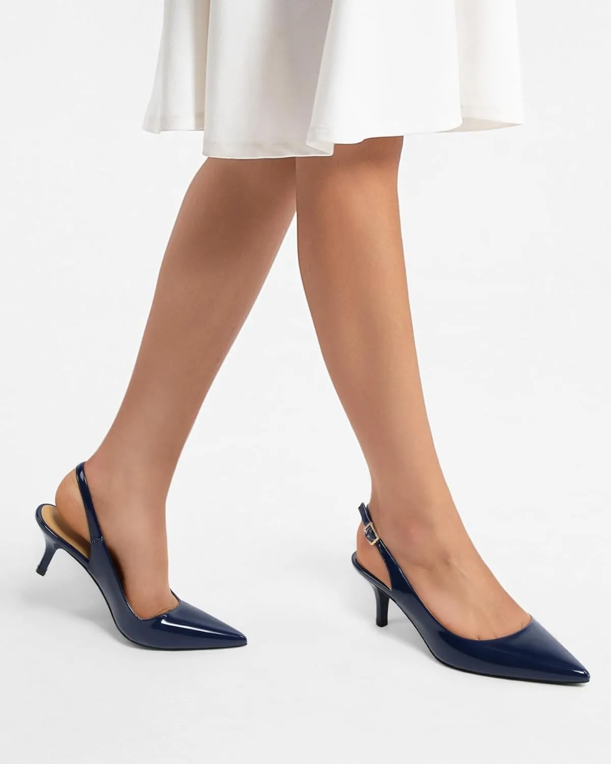 NUMALEO Slingback Heels for Women Pointed Close Toe Kitten Heels Patent Pumps Dress Party Comfy Stiletto 2.5 Inch Dress Shoes