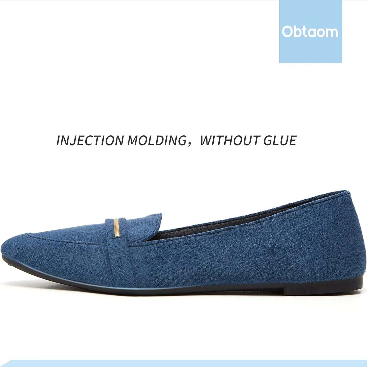 Obtaom Women's Pointy Toe Loafer Flat Comfortable Faux Suede Work Shoes,Cute Penny Loafer Slip On Ballet Flat