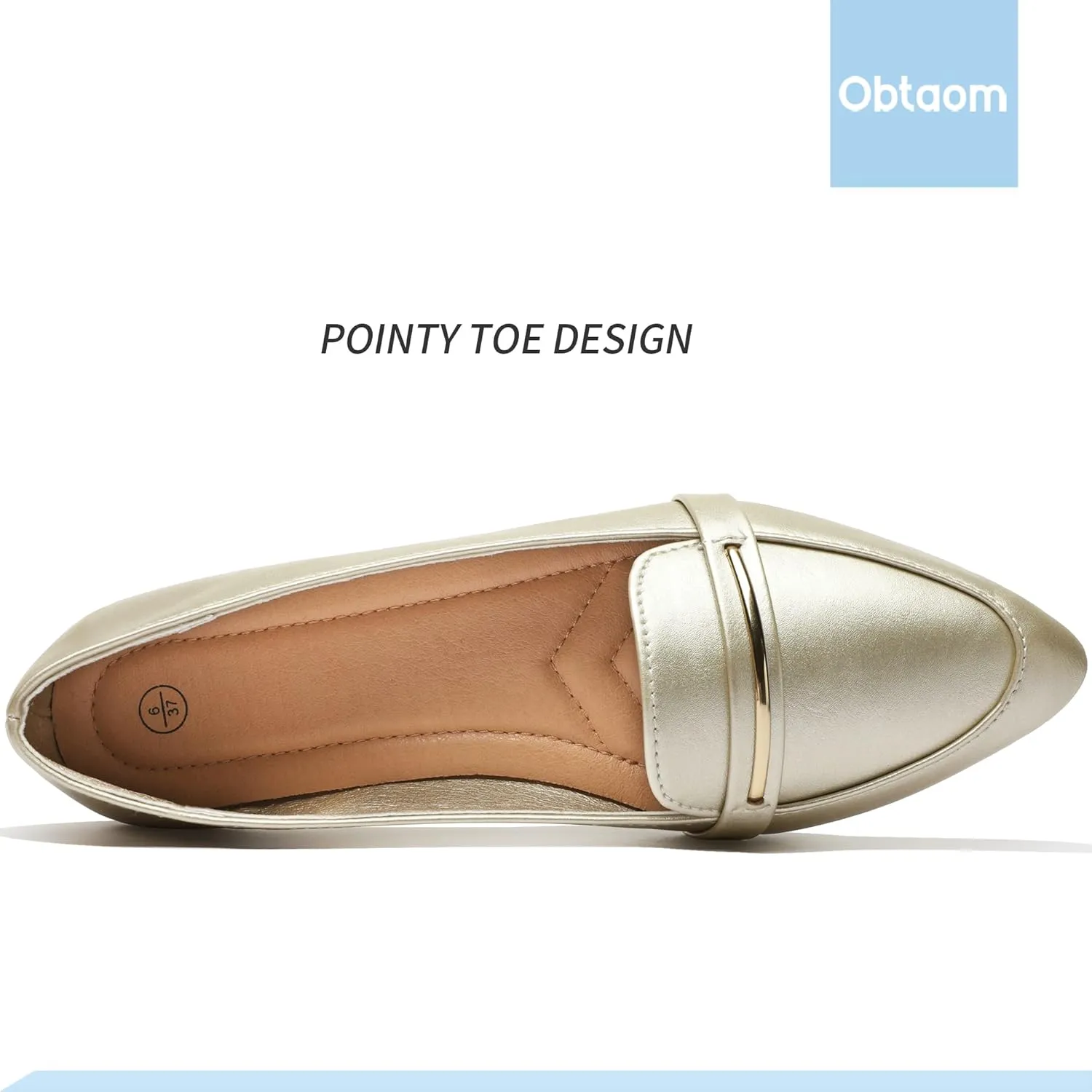 Obtaom Women's Pointy Toe Loafer Flat Comfortable Faux Suede Work Shoes,Cute Penny Loafer Slip On Ballet Flat
