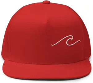 Ocean Wave Embroidered Snapback Hat Outdoor for Men & Women Adjustable Flat Bill Cap Mesh Beach Surfing Hat