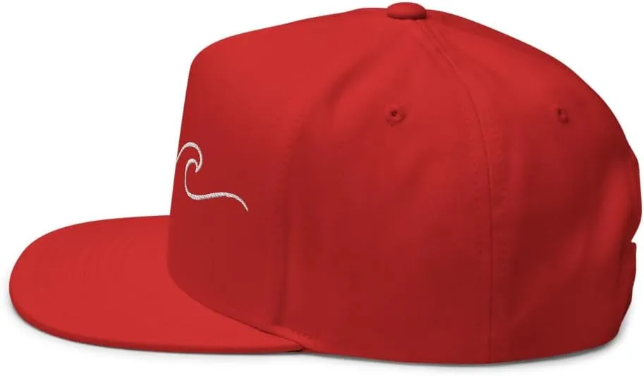 Ocean Wave Embroidered Snapback Hat Outdoor for Men & Women Adjustable Flat Bill Cap Mesh Beach Surfing Hat