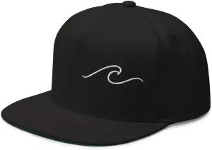 Ocean Wave Embroidered Snapback Hat Outdoor for Men & Women Adjustable Flat Bill Cap Mesh Beach Surfing Hat