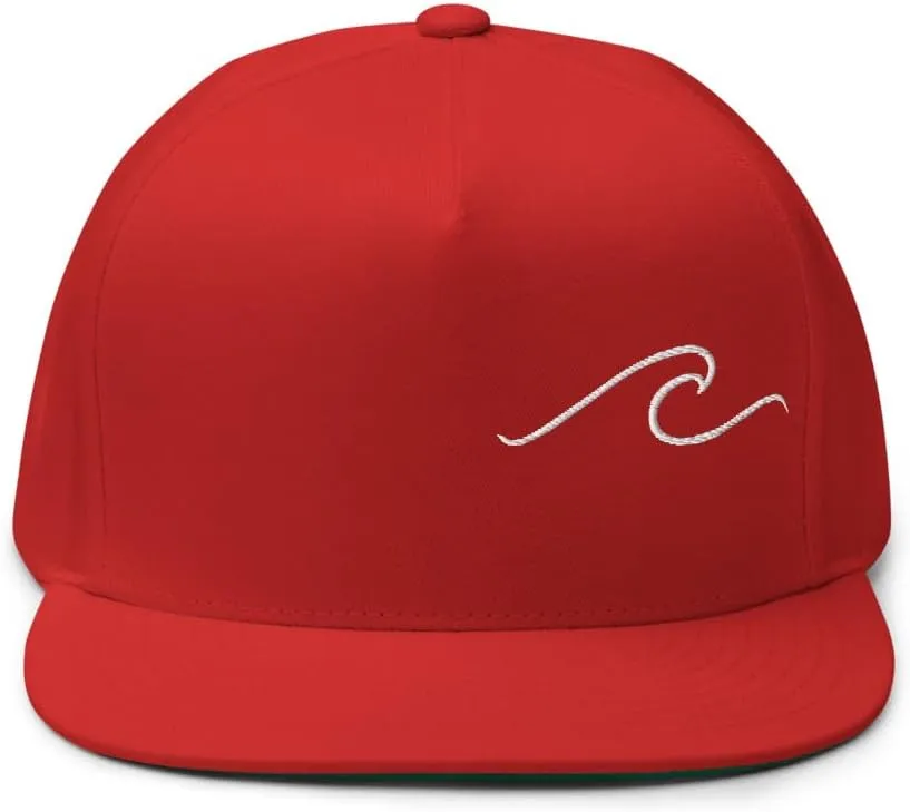 Ocean Wave Embroidered Snapback Hat Outdoor for Men & Women Adjustable Flat Bill Cap Mesh Beach Surfing Hat