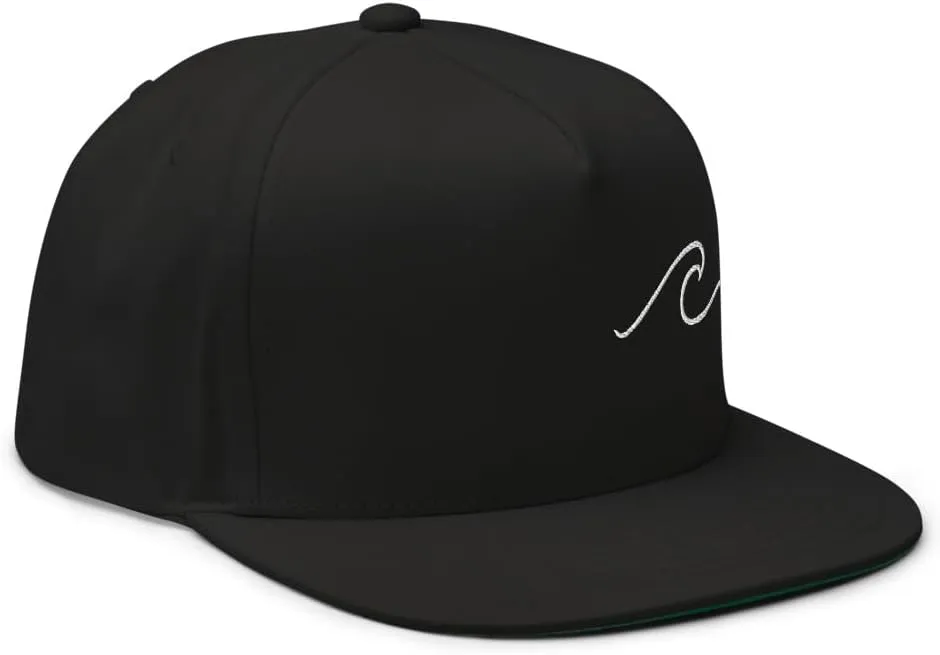 Ocean Wave Embroidered Snapback Hat Outdoor for Men & Women Adjustable Flat Bill Cap Mesh Beach Surfing Hat