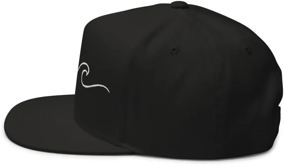 Ocean Wave Embroidered Snapback Hat Outdoor for Men & Women Adjustable Flat Bill Cap Mesh Beach Surfing Hat