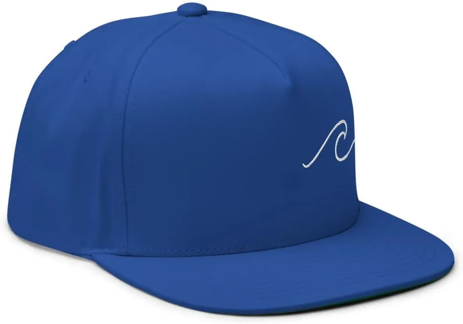 Ocean Wave Embroidered Snapback Hat Outdoor for Men & Women Adjustable Flat Bill Cap Mesh Beach Surfing Hat