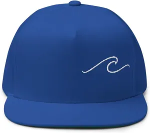 Ocean Wave Embroidered Snapback Hat Outdoor for Men & Women Adjustable Flat Bill Cap Mesh Beach Surfing Hat