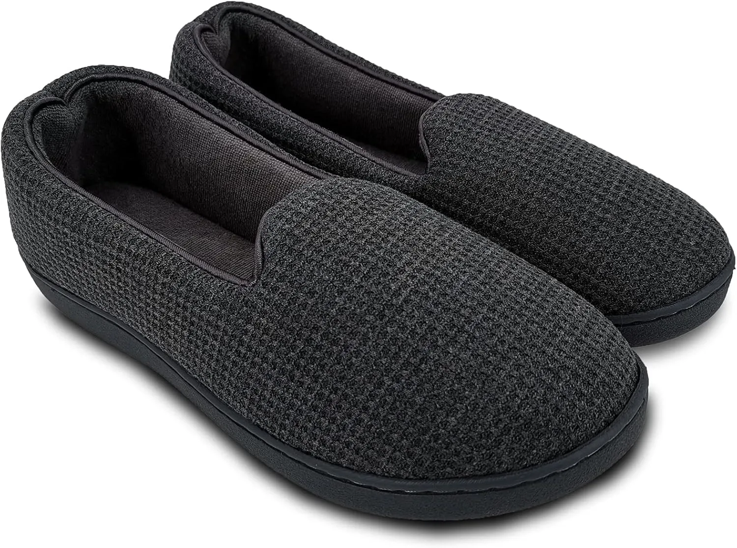 ofoot Womens Comfortable Memory Foam House Slippers Indoor Flat Shoes With Back Cotton Terry Cloth Lining Non Slip Soles
