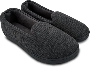 ofoot Womens Comfortable Memory Foam House Slippers Indoor Flat Shoes With Back Cotton Terry Cloth Lining Non Slip Soles