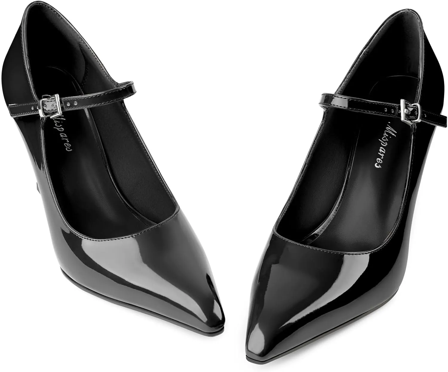 Oh Mispares Women's Wedge Heel Pumps Pointed Toe Mary Jane High Heels Adjustable Strap Elegant Closed Toe Wedding Bride Office Dress Shoes 3 Inches