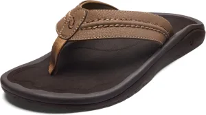 OLUKAI Hokua Men's Beach Sandals, Quick-Dry Flip-Flop Slides, Water Resistant & Wet Grip Rubber Soles, Compression Molded Footbed & Soft Comfort Fit