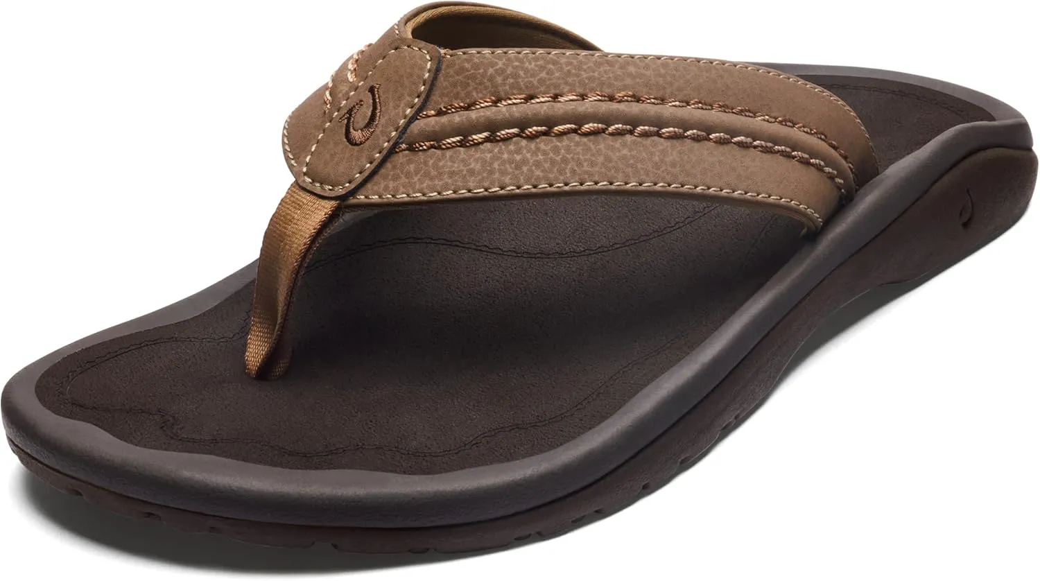 OLUKAI Hokua Men's Beach Sandals, Quick-Dry Flip-Flop Slides, Water Resistant & Wet Grip Rubber Soles, Compression Molded Footbed & Soft Comfort Fit