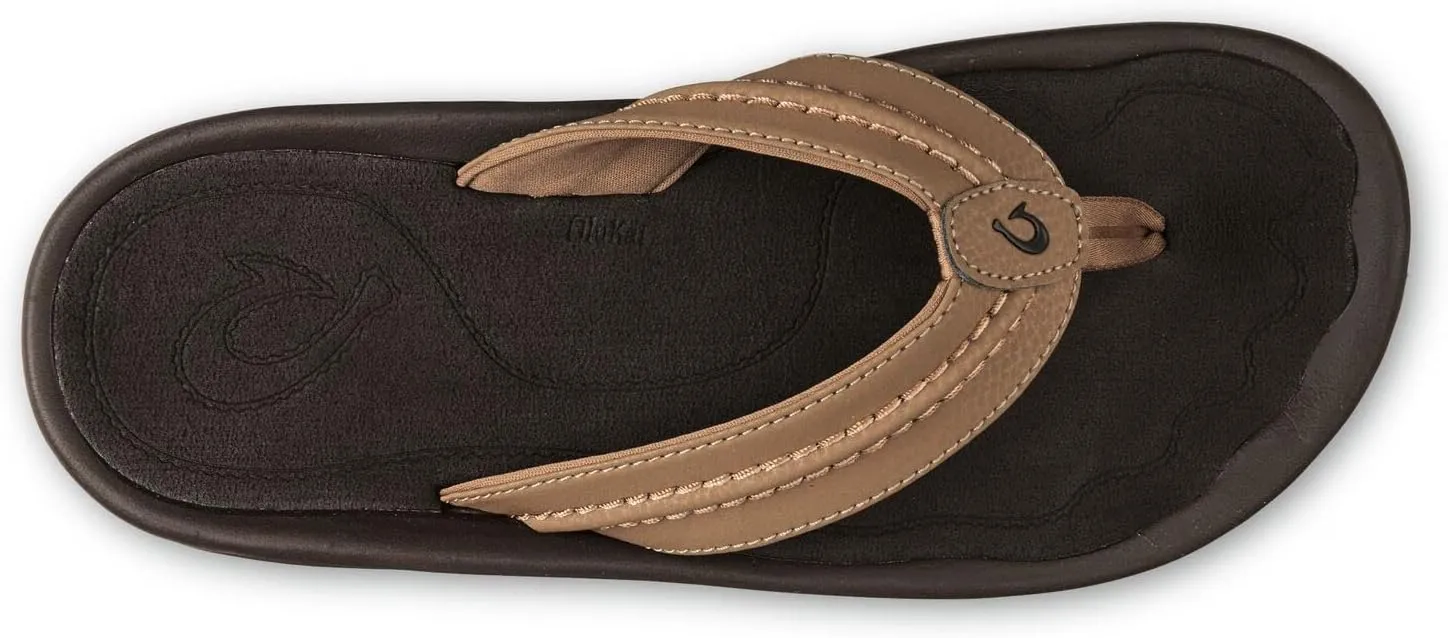 OLUKAI Hokua Men's Beach Sandals, Quick-Dry Flip-Flop Slides, Water Resistant & Wet Grip Rubber Soles, Compression Molded Footbed & Soft Comfort Fit