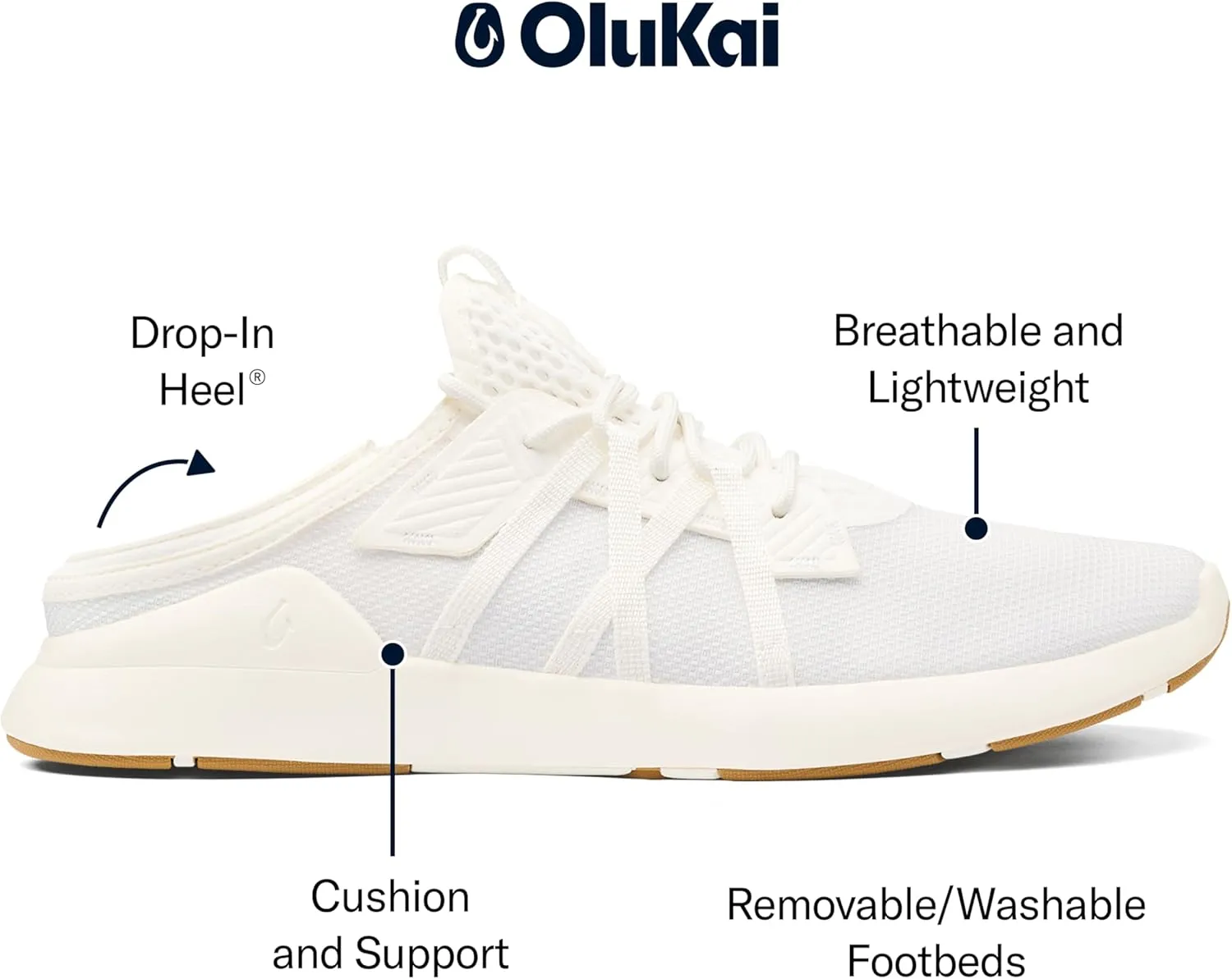 OLUKAI Holo Men's Athleisure Sneaker, Lightweight, Breathable Mesh Slide Shoe, Drop Heel, All-Day Comfort & Support