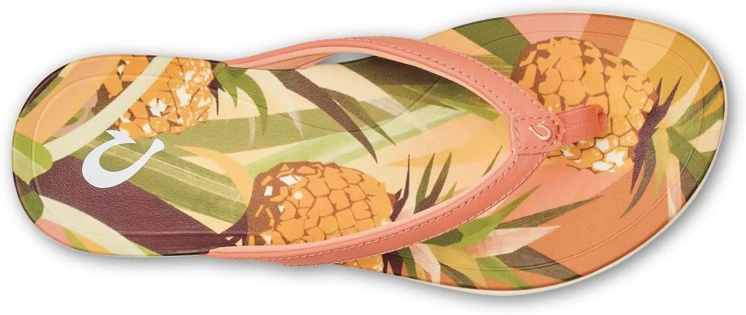 OLUKAI Ho'opio Hau Women's Beach Sandals, Quick-Dry Flip-Flop Slides, Water Resistant Suede Lining & Wet Grip Soles, Soft Comfort Fit & Arch Support