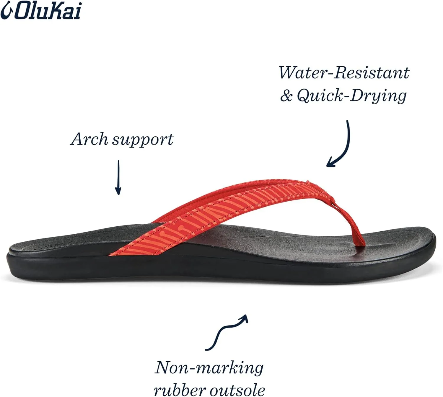 OLUKAI Ho'opio Women's Beach Sandals, Quick-Dry Flip-Flop Slides, Clean & Minimal Aesthetic, Water Resistant & Enhanced Traction, All-Day Comfort