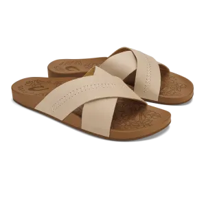OLUKAI KIPE`A OLU WOMENS SLIDE - PUKA/TAN