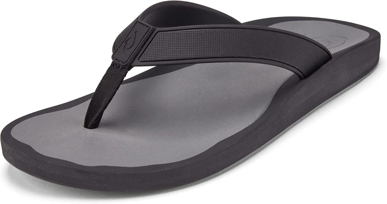 OLUKAI Koko'o Men's Beach Sandals, Quick-Dry Flip-Flop Slides, Water Resistant & Lightweight, Compression Molded Footbed & Ultra-Soft Comfort Fit