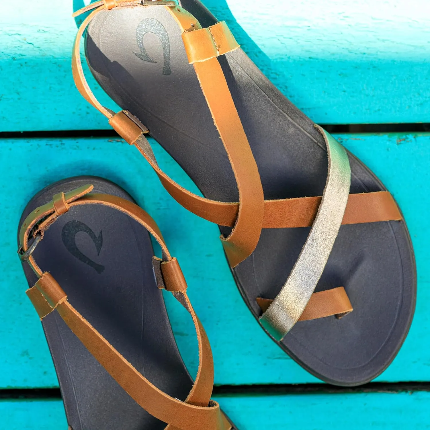 OLUKAI Upena Women's Beach Sandals, Quick-Dry Flip-Flop Slides, Water Resistant & Modern Low Profile Design, All-Day Comfort Fit & Wet Grip Soles