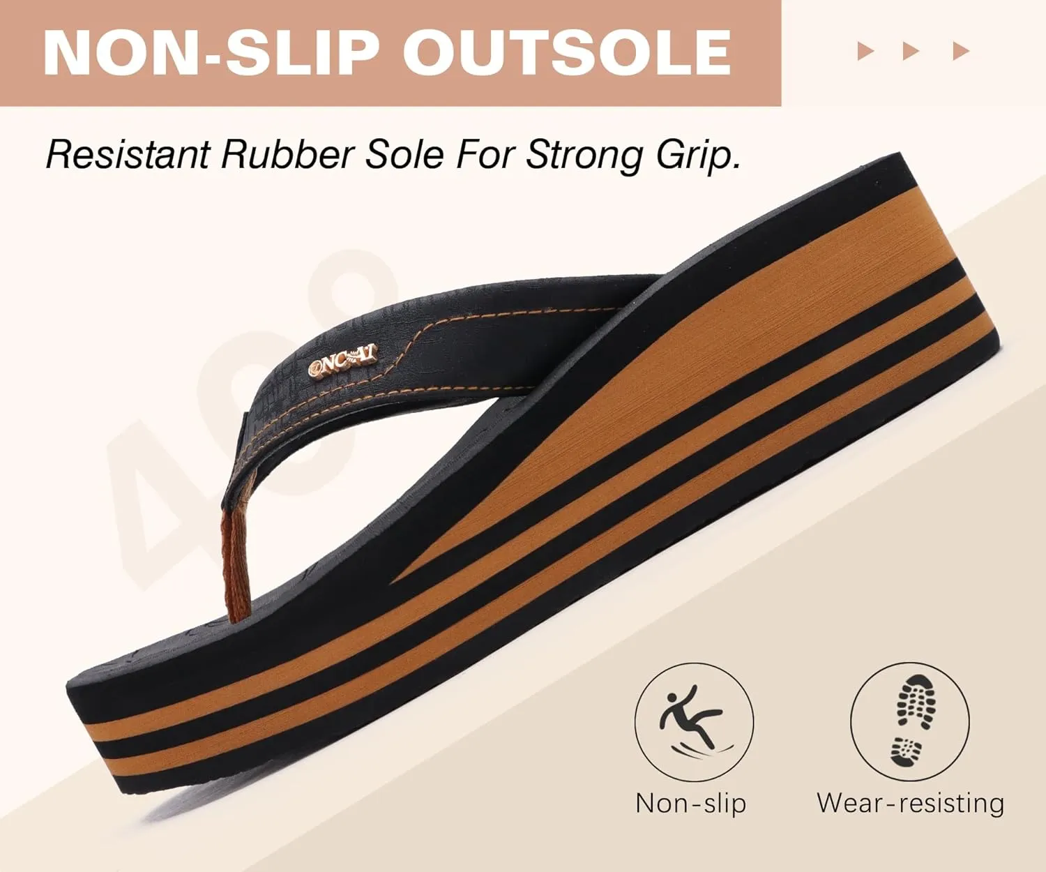 ONCAI Women’s Platform Flip Flops Trendy Dressy Womans Summer Sandals with Comfortable Flatform Arch Support Walking Outdoor Rubber Soles (US Size 5-11)