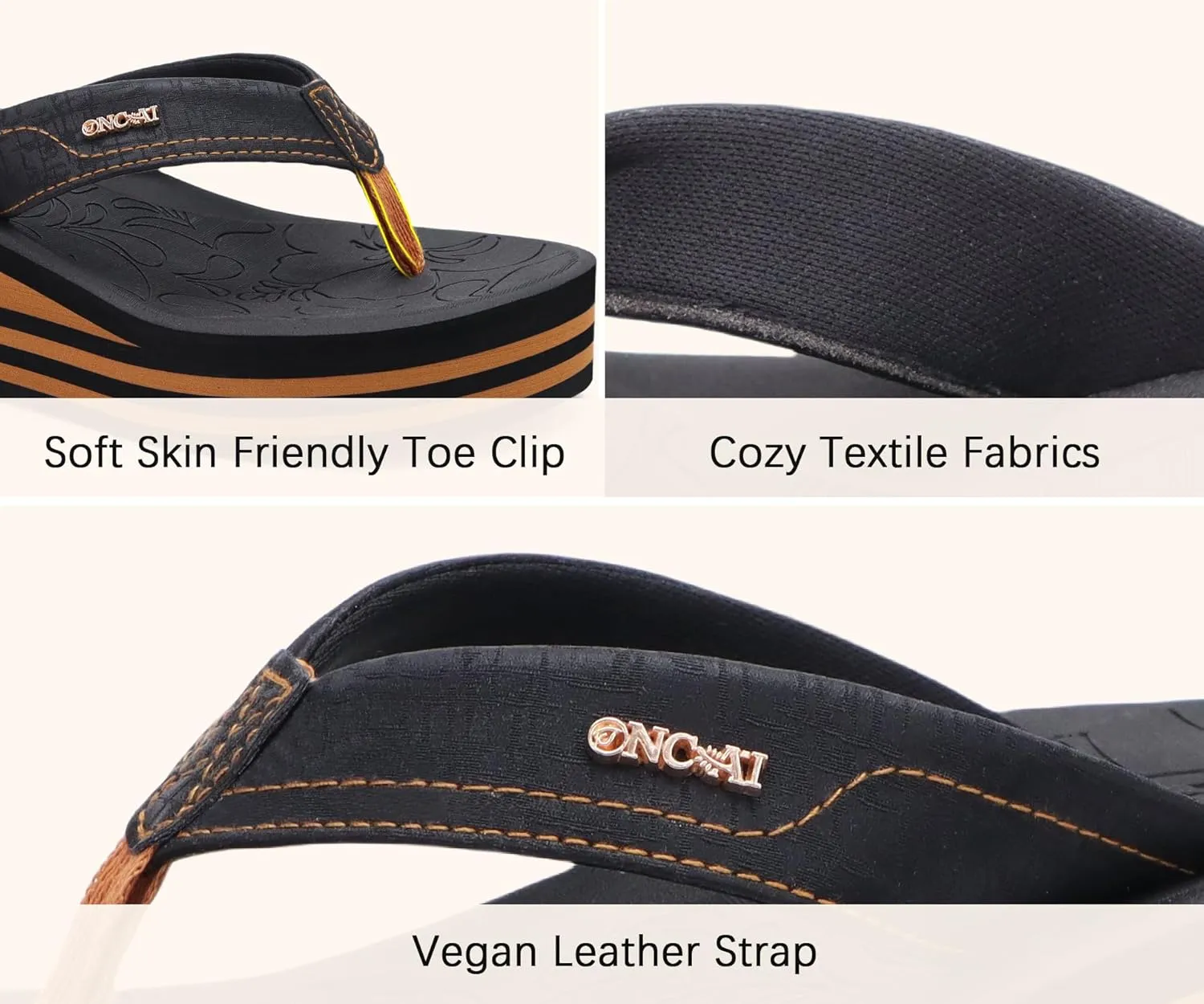 ONCAI Women’s Platform Flip Flops Trendy Dressy Womans Summer Sandals with Comfortable Flatform Arch Support Walking Outdoor Rubber Soles (US Size 5-11)