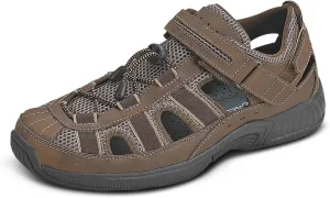 Orthofeet Men's Orthopedic Brown Leather Clearwater Sandals, Size 10 Wide