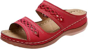Orthopedic Sandals for Women Embroidered Wedge Perfectchose Arch Support Sandals Non-Slip Breathable Outdoor Walking Shoes Lightweight Memory Foam Platform Shoes