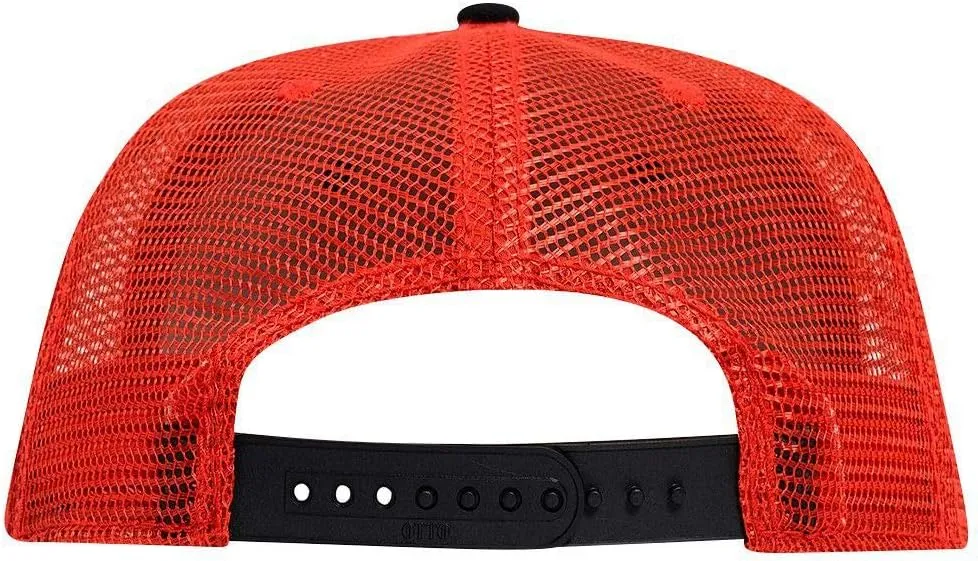 OTTO SNAP Cotton Twill Round Flat Visor 6 Panel Mesh Back Trucker Snapback