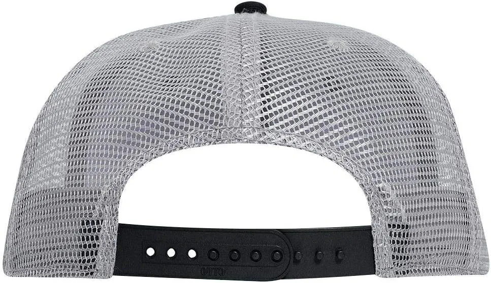 OTTO SNAP Cotton Twill Round Flat Visor 6 Panel Mesh Back Trucker Snapback