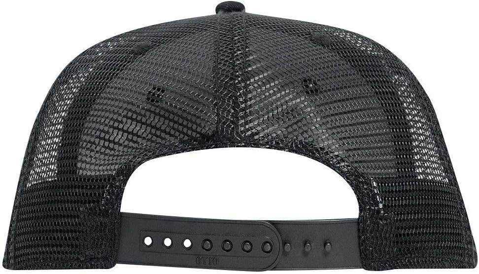 OTTO SNAP Cotton Twill Round Flat Visor 6 Panel Mesh Back Trucker Snapback