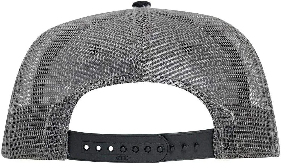 OTTO SNAP Cotton Twill Round Flat Visor 6 Panel Mesh Back Trucker Snapback