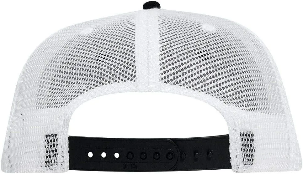OTTO SNAP Cotton Twill Round Flat Visor 6 Panel Mesh Back Trucker Snapback