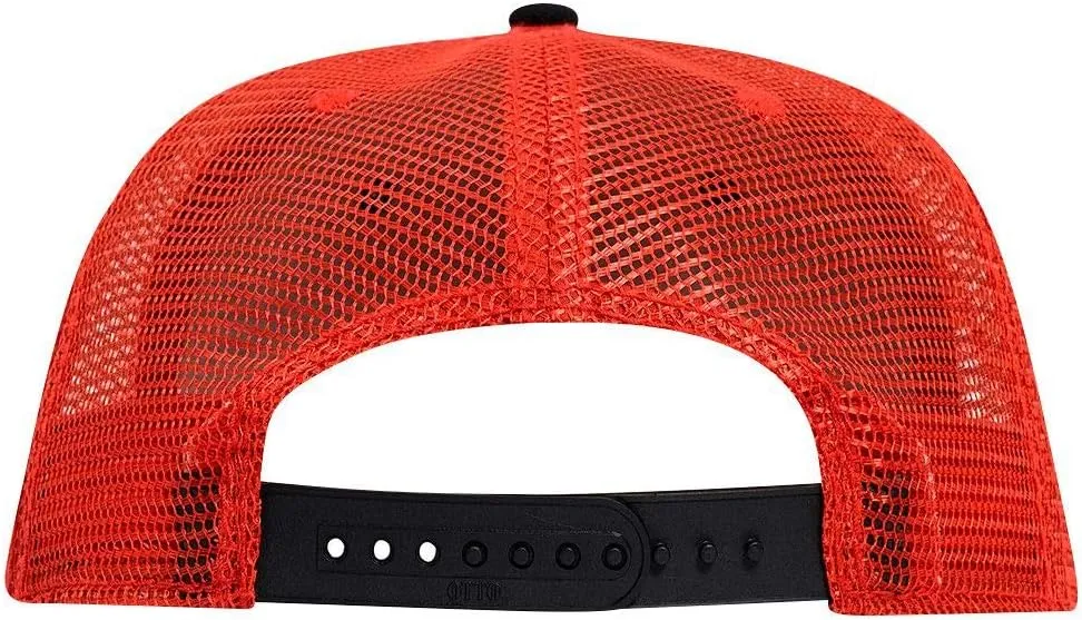 OTTO SNAP Cotton Twill Round Flat Visor 6 Panel Mesh Back Trucker Snapback