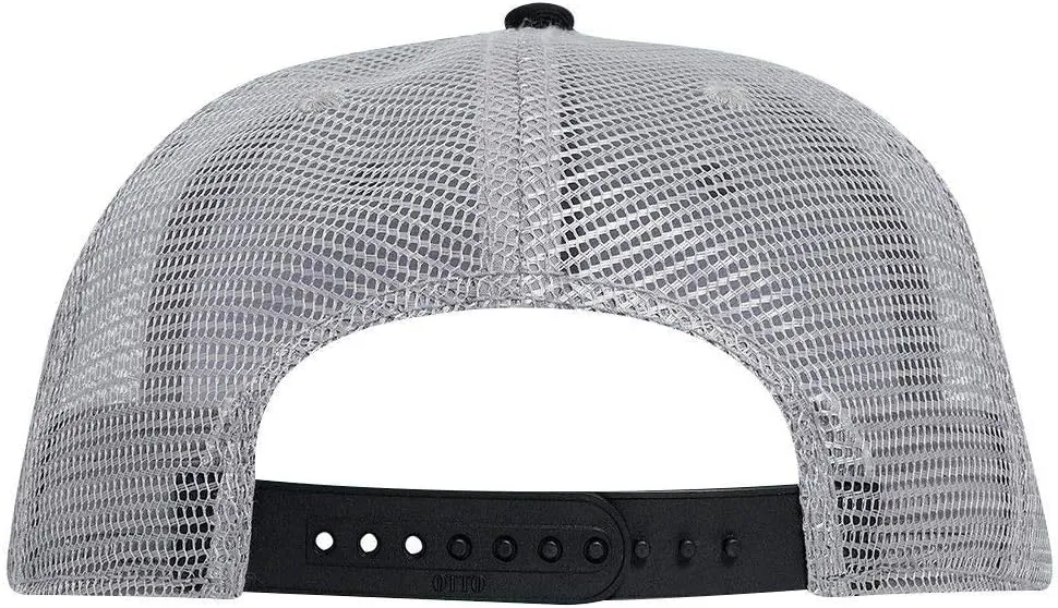 OTTO SNAP Cotton Twill Round Flat Visor 6 Panel Mesh Back Trucker Snapback