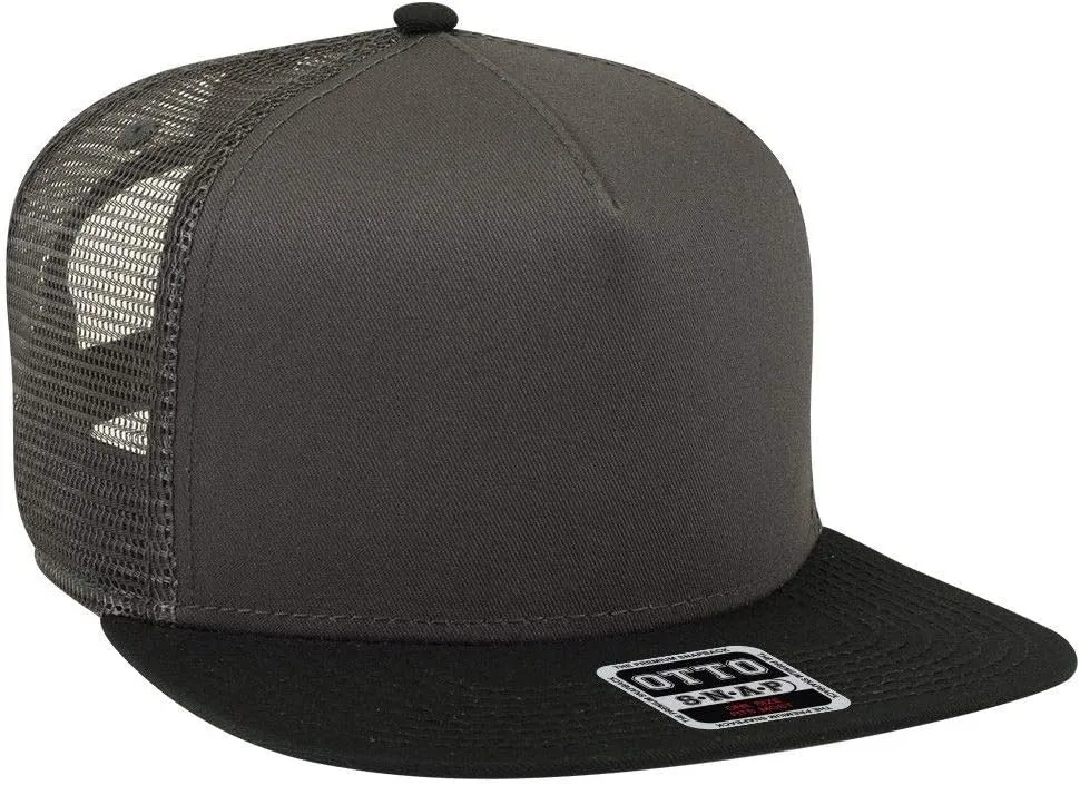 OTTO Square Flat Visor SNAP 5 Panel Mesh Back Trucker Snapback Hat