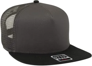 OTTO Square Flat Visor SNAP 5 Panel Mesh Back Trucker Snapback Hat