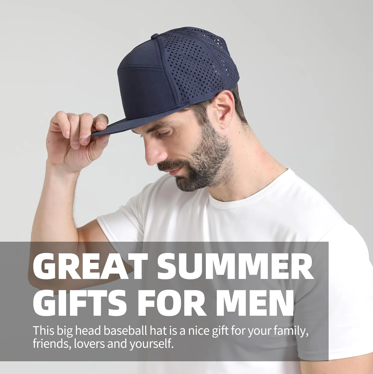 Oversize XXL Blank Flatbill Mesh Snapback Cap for Big Head 23.6"-25.6" Extra Large 6 Panel Camper Style Hat Baseball Cap