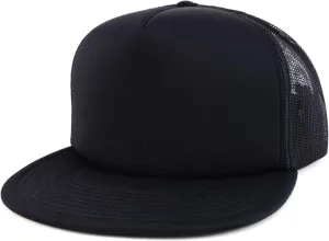 Oversized XXL 5 Panel Flat Bill Foam Trucker Mesh Back Baseball Cap