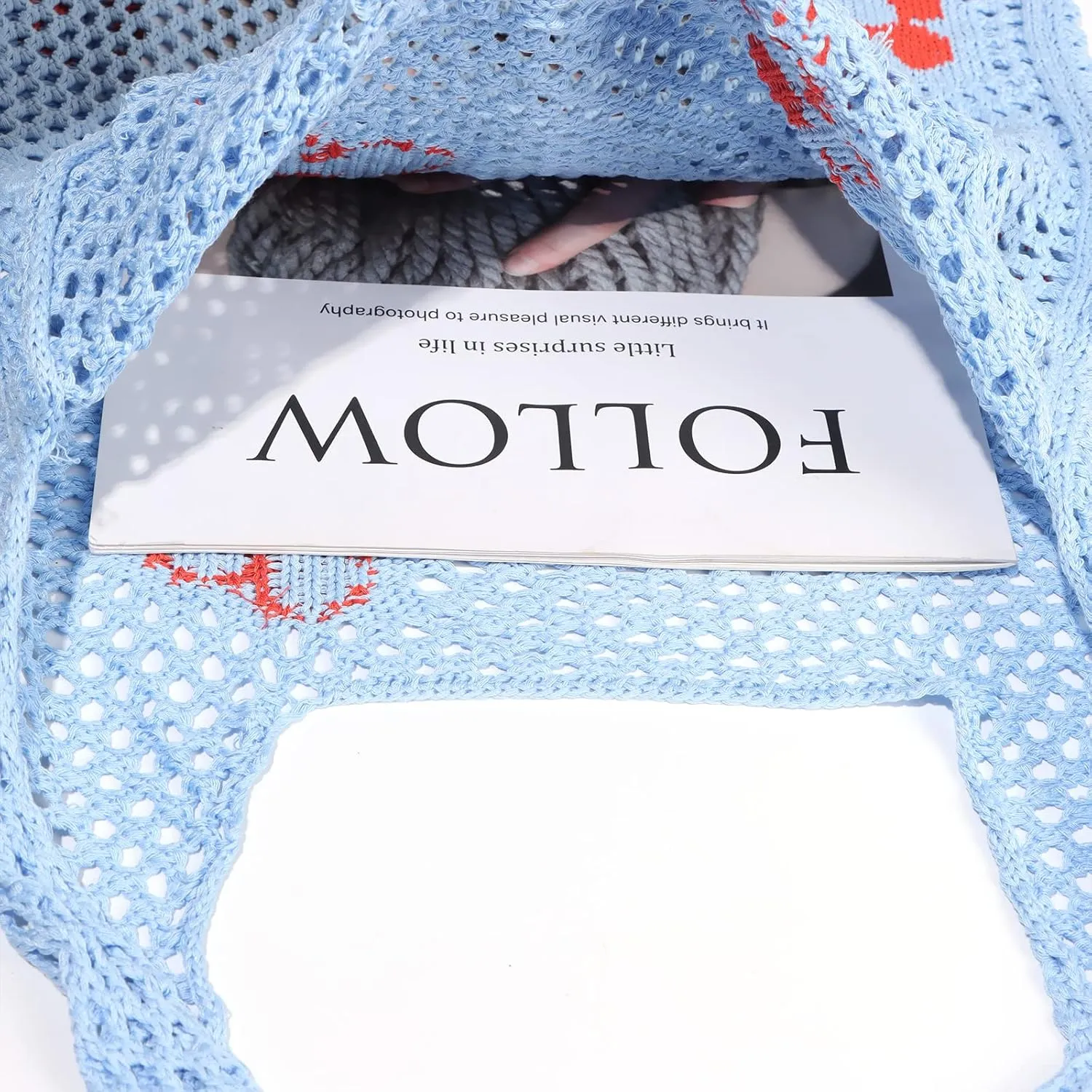 Ovida Crochet Tote Bag Mesh Beach Bag Fairycore Hobo Fairy Grunge Aesthetic Shoulder Bag Y2k Purse for Women Girls