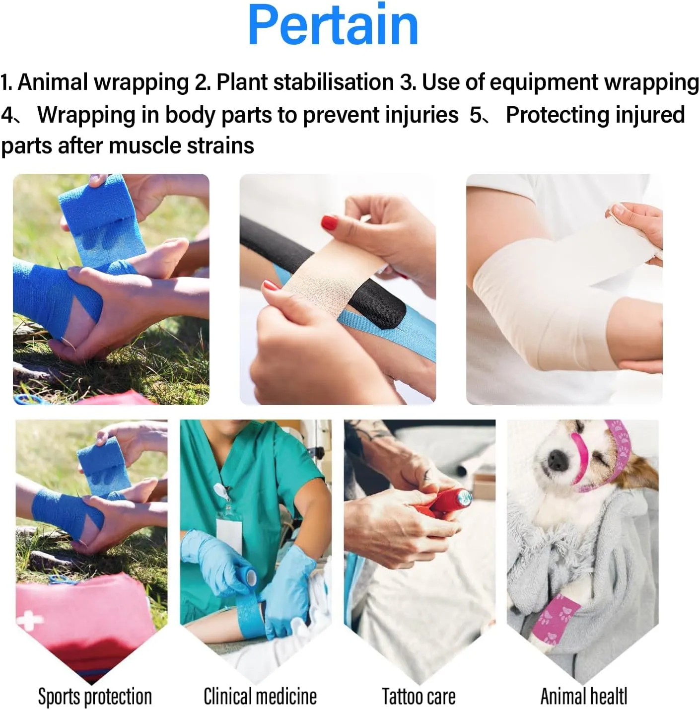 OZER 12 Pack 4 Inch x 5 Yards Self Adhesive Bandage Breathable Cohesive Bandage Wrap Rolls Elastic Self-Adherent Tape for Stretch Athletic, Sports, Wrist, Ankle