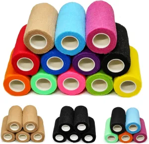 OZER 12 Pack 4 Inch x 5 Yards Self Adhesive Bandage Breathable Cohesive Bandage Wrap Rolls Elastic Self-Adherent Tape for Stretch Athletic, Sports, Wrist, Ankle