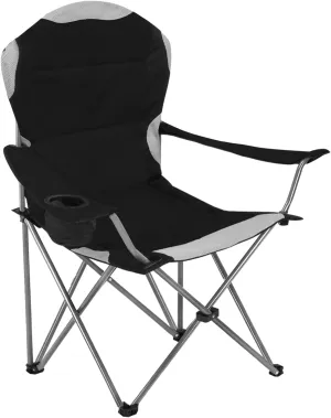 Padded Camping Chairs for Adults with Armrests and Cup Holder, Heavy Duty Folding Chair Portable Fishing Beach, Perfect Caravan Trips, BBQs, Garden, Picnic