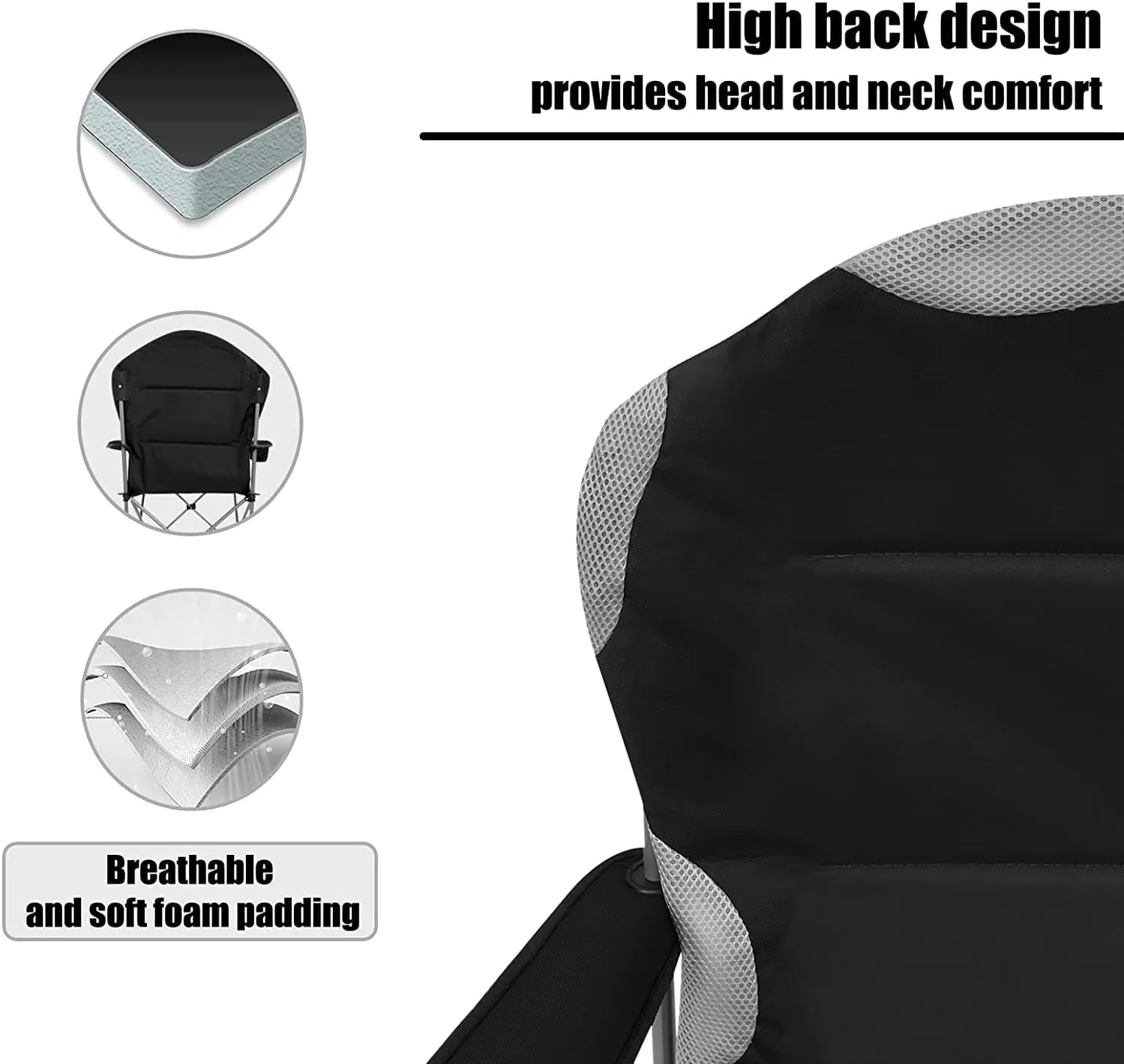 Padded Camping Chairs for Adults with Armrests and Cup Holder, Heavy Duty Folding Chair Portable Fishing Beach, Perfect Caravan Trips, BBQs, Garden, Picnic
