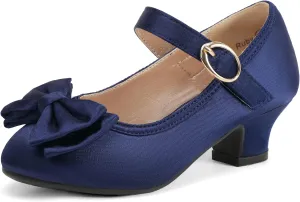 PANDANINJIA Girls Toddler/Little Kid Jada Dress Mary Jane Pumps Bow Low Heels Party Wedding Princess Shoes