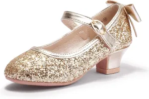 PANDANINJIA Girls Toddler/Little Kid Jada Dress Mary Jane Pumps Bow Low Heels Party Wedding Princess Shoes