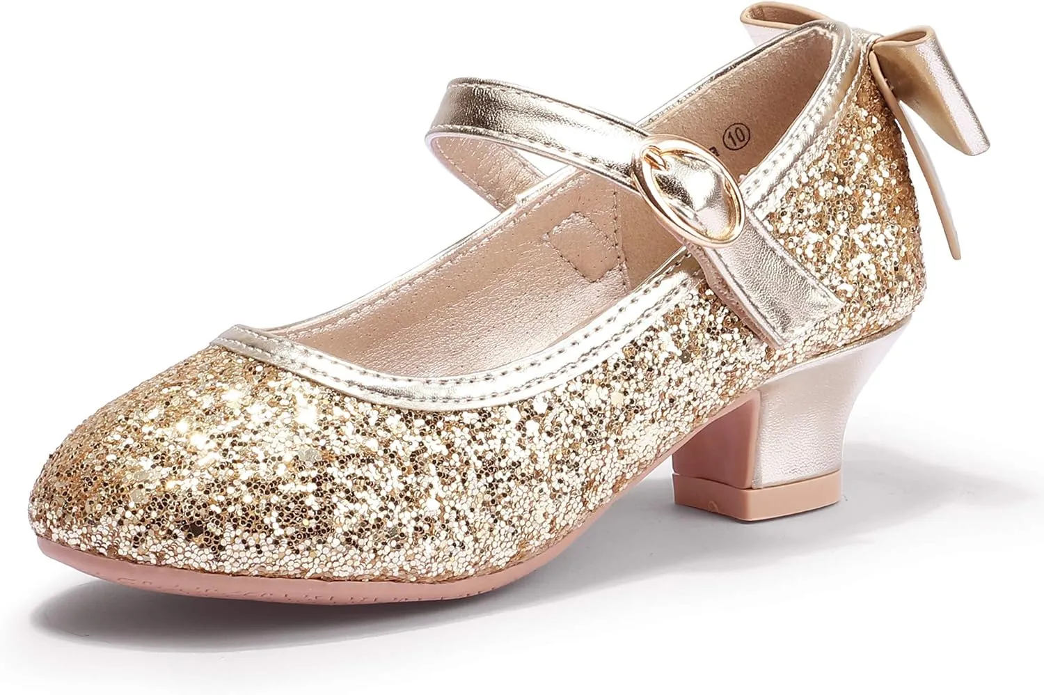 PANDANINJIA Girls Toddler/Little Kid Jada Dress Mary Jane Pumps Bow Low Heels Party Wedding Princess Shoes