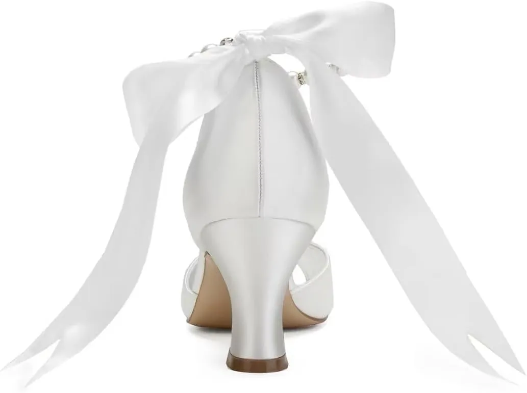 Pearl Wedding Shoes for Bride Low Heel Peep Toe Bridal Heels Wedding Heeled Sandals